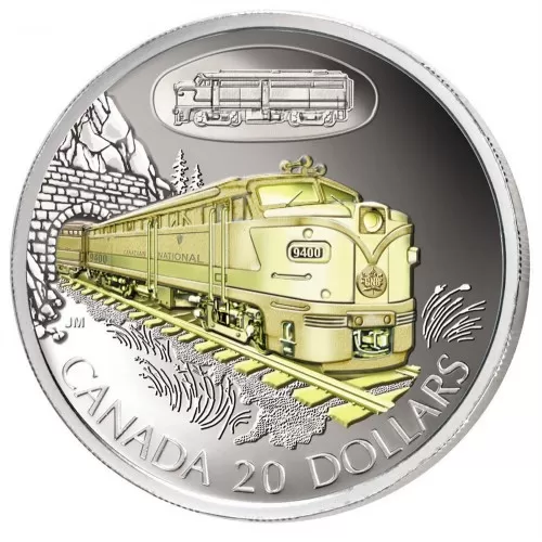 2003 Canadian $20 Transportation: CN FA-1 Diesel-Electric Locomotive 9400 Sterling Silver Gold-plated Coin