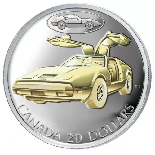 2003 Canadian $20 Transportation: The Bricklin SV-1 Gull-Wing Car Sterling Silver Gold-plated Coin