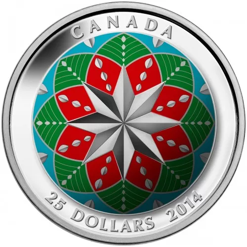 2014 Canadian $25 Christmas Ornament - Fine Silver Coin (Ultra-High Relief)