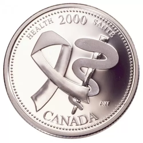 2000 Canadian 25-Cent Health/April Millennium Quarters Series Proof Sterling Silver Coin