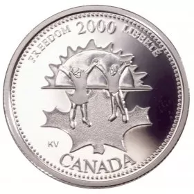 2000 Canadian 25-Cent Freedom/November Millennium Quarters Series Proof Sterling Silver Coin