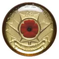 2005 Canadian 25-Cent Poppy Bookmark with Commemorative Lapel Pin-may be toned
