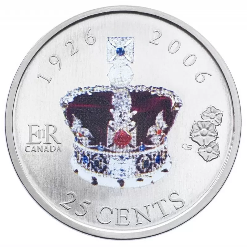 2006 (1926-) Canadian 25-Cent 80th Birthday of the Queen Coloured Coin