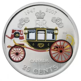 2007 (1947-) Canadian 25-Cent 60th Wedding Anniversary of the Queen Coloured Coin