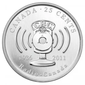 2011 Canada 25 Cent Coin - 75th Anniversary of CBC / Radio-Canada - Lightly turnished