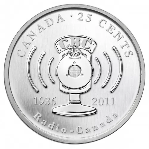 2011 Canada 25 Cent Coin - 75th Anniversary of CBC / Radio-Canada - Lightly turnished