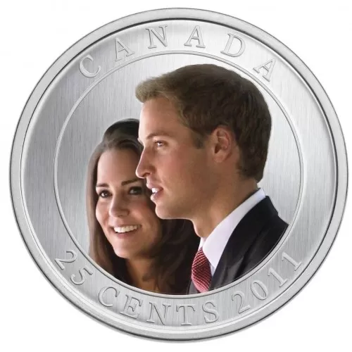 2011 Canadian 25-Cent HRH Prince William of Wales and Miss Catherine Middleton Coloured Coin