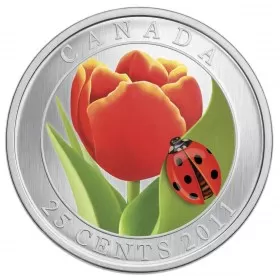 2011 Canada 25 Cent Coin - Tulip with Ladybug