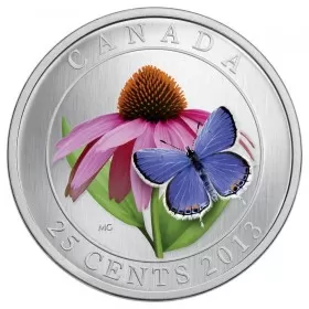 2013 Canadian 25-Cent Purple Coneflower and Eastern Tailed Blue - Coloured Coin-no outside box