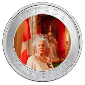 2013 Canadian 25-Cent Her Majesty Queen Elizabeth II Coronation - Coloured Coin