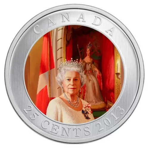 2013 Canadian 25-Cent Her Majesty Queen Elizabeth II Coronation - Coloured Coin