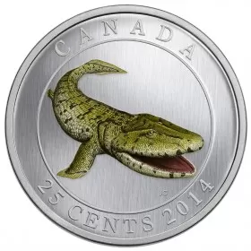 2014 Canadian 25-Cent Prehistoric Creatures: Tiktaalik Coloured Coin (Glow-in-the-Dark)