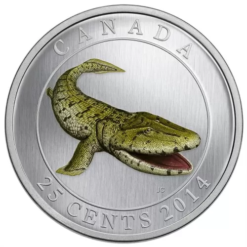 2014 Canadian 25-Cent Prehistoric Creatures: Tiktaalik Coloured Coin (Glow-in-the-Dark)