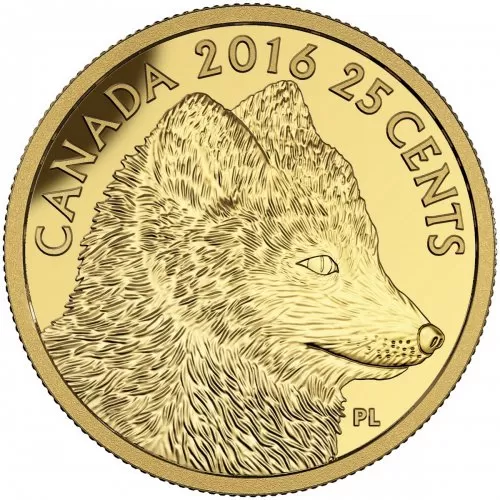 2016 Canadian 25-Cent Predator vs Prey: Traditional Arctic Fox - 0.5g Pure Gold Coin