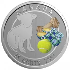 2017 Canadian 25-Cent Love My Dog Coloured Coin 