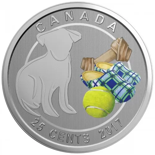 2017 Canadian 25-Cent Love My Dog Coloured Coin 