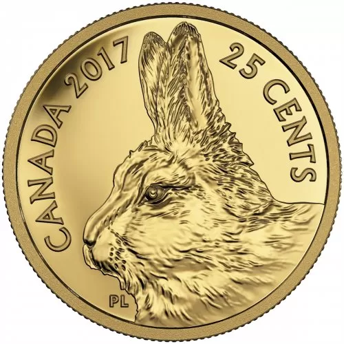 2017 Canadian 25-Cent Predator vs Prey Series: Traditional Arctic Hare - 0.5g Pure Gold Coin