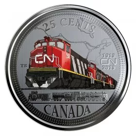 2019 (1919-) Canadian 25-Cent CN Railway 100th Anniversary Coloured Coin