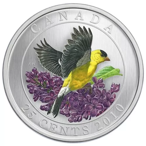 2010 Canadian 25-Cent Birds of Canada: Goldfinch Coloured Coin