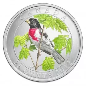 2012 Canadian 25-Cent Birds of Canada #9: Rose-Breasted Grosbeak Coloured Coin