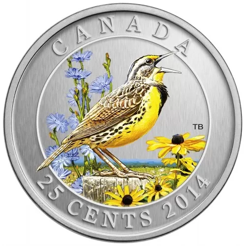 2014 Canadian 25-Cent Birds of Canada #13: Eastern Meadowlark Coloured Coin