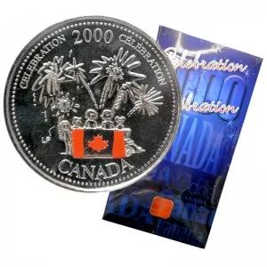 2000 Canadian 25-Cent Celebration/Canada Day Millennium Coloured Quarter Coin 2000 Canadian 25-Cent Celebration/Canada Day Millennium Coloured Quarter Coin