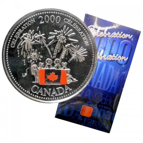 2000 Canadian 25-Cent Celebration/Canada Day Millennium Coloured Quarter Coin