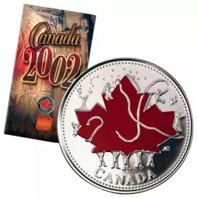 2002-P (1952-) Canadian 25-Cent Canada Day 135th Anniv/Golden Jubilee Coloured Quarter Coin Gift Card