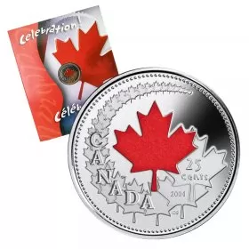 2004-P Canadian 25-Cent Canada Day Celebration Coloured Quarter Coin & Gift Card
