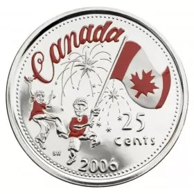 2006 Canada 25 Cent Coin - Canada Day (Coloured)