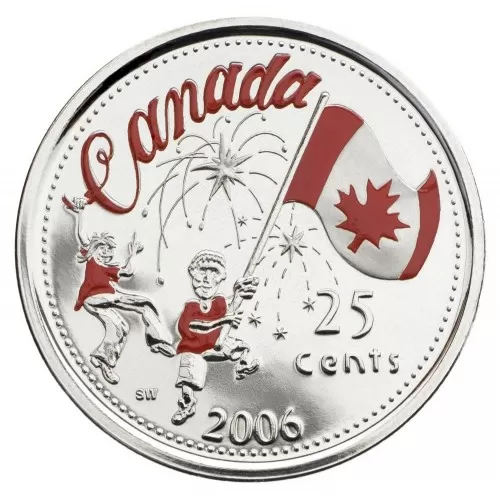 2006 Canada 25 Cent Coin - Canada Day (Coloured)