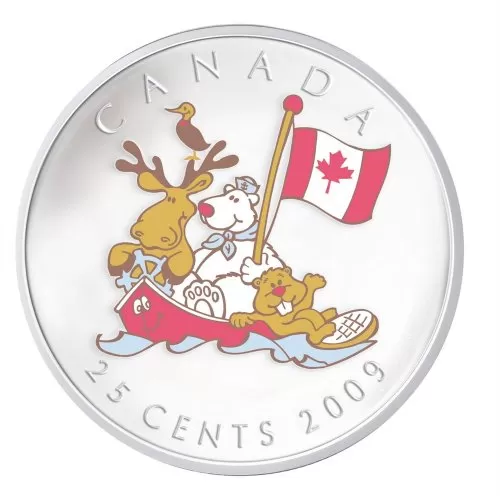 2009 Canada 25 Cent Coin - Canada Day (Coloured)