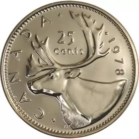 1978 Canadian 25-Cent Caribou, Small Denticles (Brilliant Uncirculated)