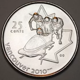 2008 Canadian 25-Cent Vancouver 2010 Olympics: Bobsleigh Quarter Coin (Brilliant Uncirculated)