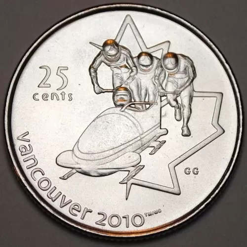 2008 Canadian 25-Cent Vancouver 2010 Olympics: Bobsleigh Quarter Coin (Brilliant Uncirculated)