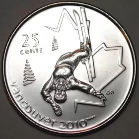 2008 Canadian 25-Cent Vancouver 2010 Olympics: Freestyle Skiing Quarter Coin (Brilliant Uncirculated)