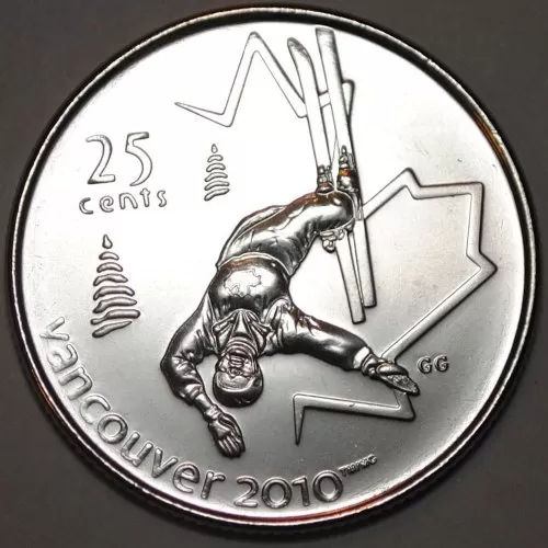 2008 Canadian 25-Cent Vancouver 2010 Olympics: Freestyle Skiing Quarter Coin (Brilliant Uncirculated)