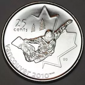 2008 Canadian 25-Cent Vancouver 2010 Olympics: Snowboarding Quarter Coin (Brilliant Uncirculated)