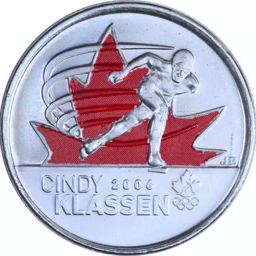 2009 Canadian 25-Cent Golden Moments: Cindy Klassen Coloured Quarter Coin (Brilliant Uncirculated)