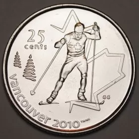2009 Canadian 25-Cent Vancouver 2010 Olympics: Cross Country Skiing Quarter Coin (Brilliant Uncirculated)