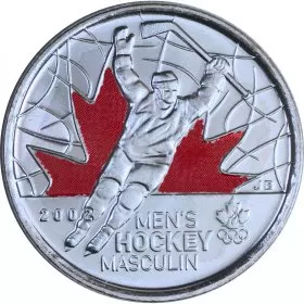 2009 Canadian 25-Cent Golden Moments: Men's Ice Hockey Coloured Quarter Coin (Brilliant Uncirculated)