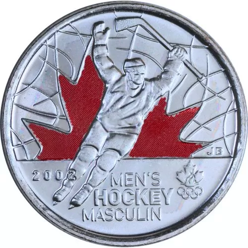 2009 Canadian 25-Cent Golden Moments: Men's Ice Hockey Coloured Quarter Coin (Brilliant Uncirculated)