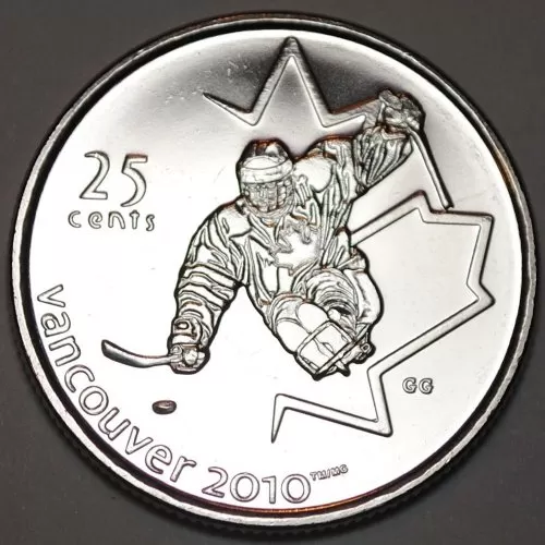 2009 Canadian 25-Cent Vancouver 2010 Paralympics: Ice Sledge Hockey Quarter Coin (Brilliant Uncirculated)