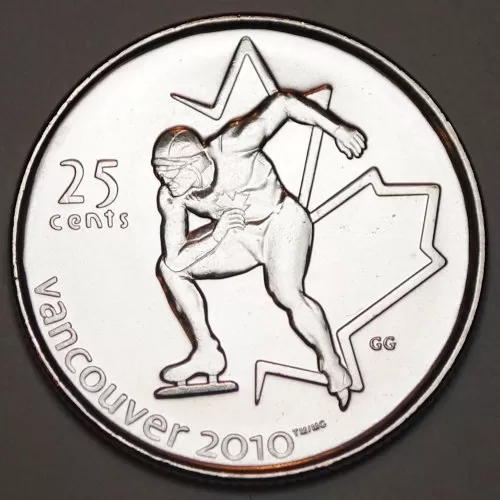 2009 Canadian 25-Cent Vancouver 2010 Olympics: Speed Skating Quarter Coin (Brilliant Uncirculated)
