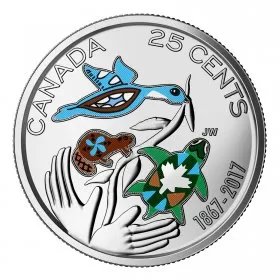 2017 (1867-) Canadian 25-Cent Hope For A Green Future 150th Anniv Coloured Quarter Coin (Brilliant Uncirculated)