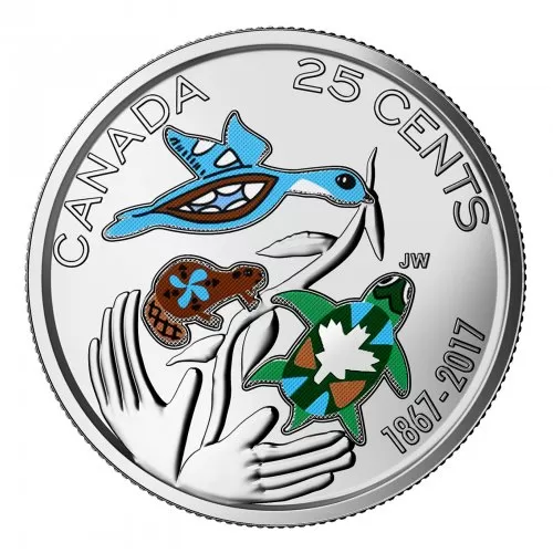 2017 (1867-) Canadian 25-Cent Hope For A Green Future 150th Anniv Coloured Quarter Coin (Brilliant Uncirculated)