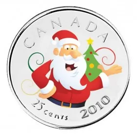 2010 Canadian 25-Cent Santa Claus Coloured Quarter Coin (Brilliant Uncirculated)