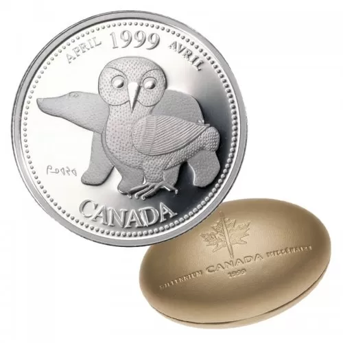 1999 Canadian 25-Cent April: Our Northern Heritage Millennium Quarter Proof Silver Coin