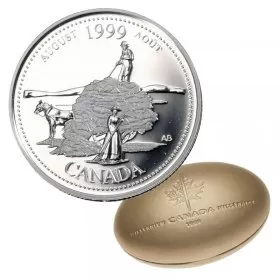 1999 Canadian 25-Cent August: The Pioneer Spirit Millennium Quarter Proof Silver Coin