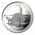 1999 Canadian 25-Cent August: The Pioneer Spirit Millennium Quarter Proof Silver Coin